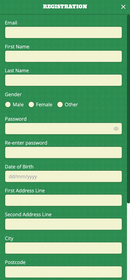 O'Reels Casino payment methods screen